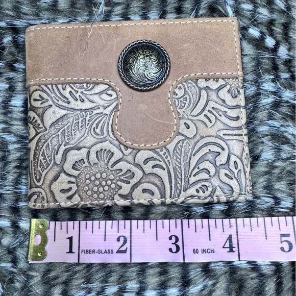 Myra Bag Leather Tooled Studded Distressed Tan Wallet - Picture 5 of 8